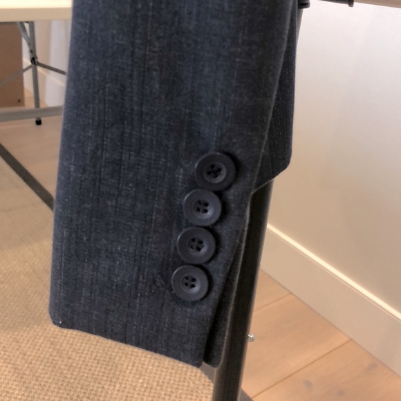 Womens sz 2 fitted denim suit blazer with shoulder pads - Picture 5 of 9